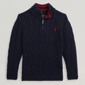 Polo by Ralph Lauren Cable-Knit Cotton Quarter-Zip Sweater